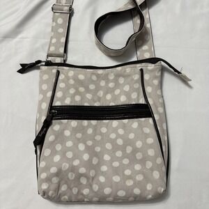 Thirty One Crossbody Bag, Beige White Dots Adjustable Strap Purse